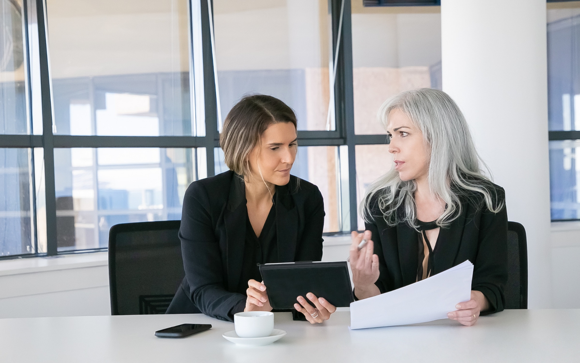 Business transaction attorney reviewing documents